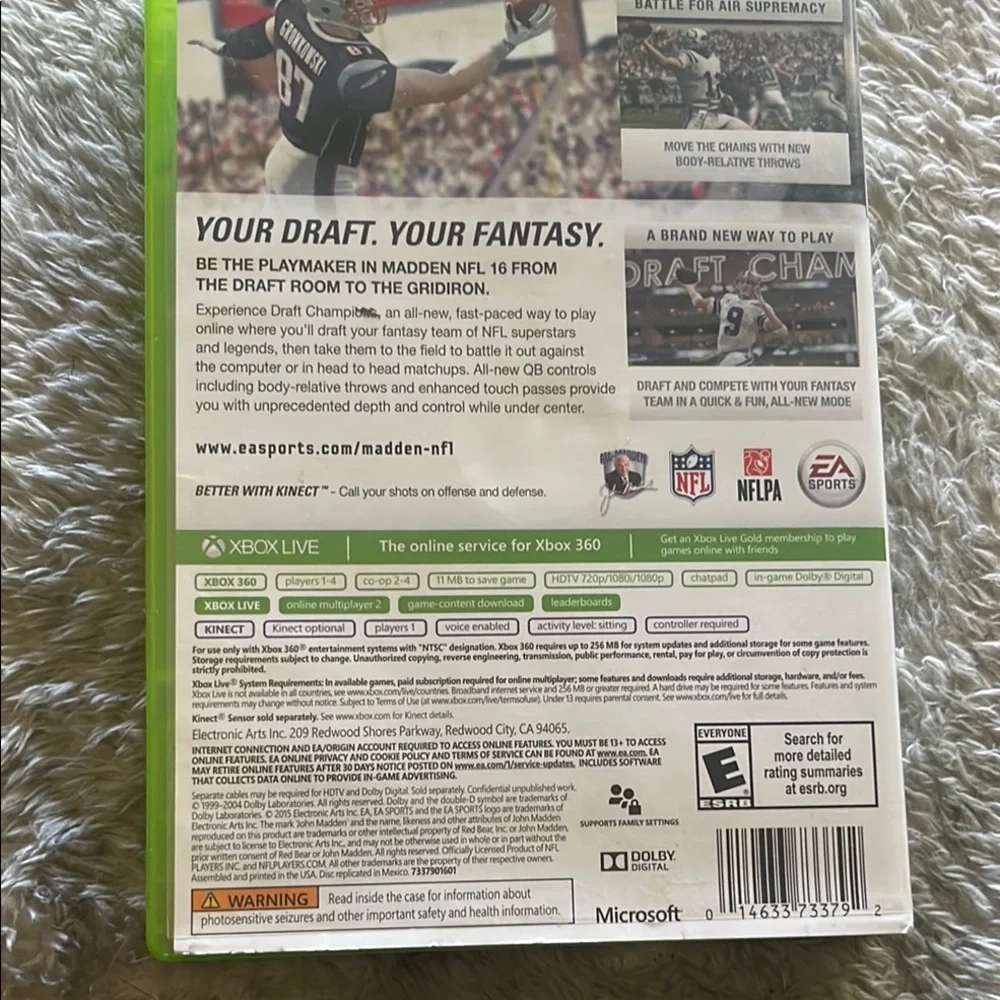Xbox 360 Madden NFL 16 Football Video Game EUC